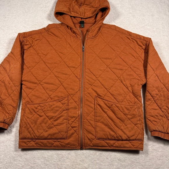 Wild Fable Quilted Full Zip Hoodie Women's M Orange Diamond Stitch Streetcore - Picture 2 of 10